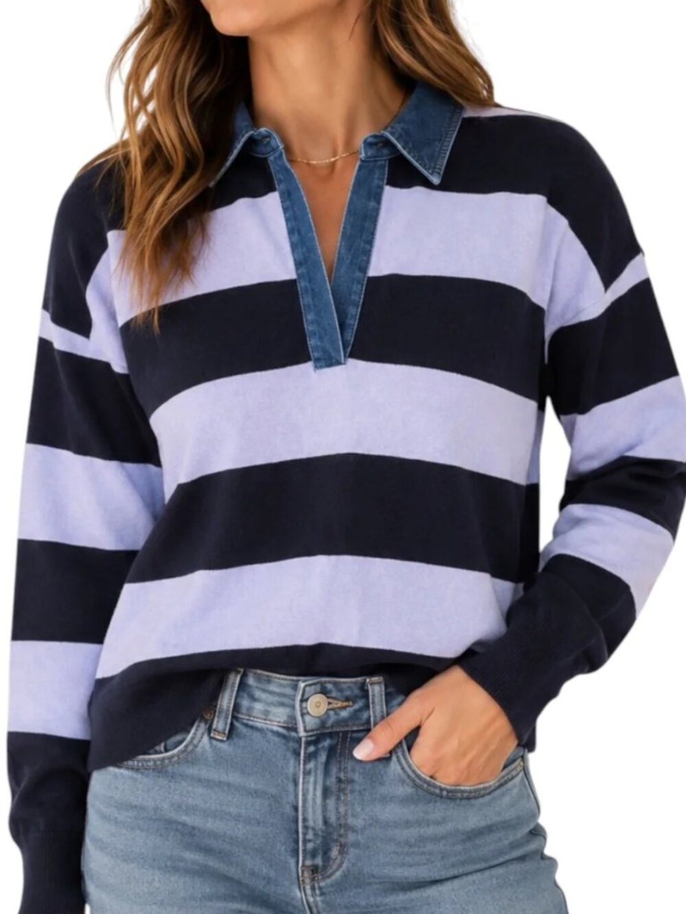 J Society Polo Stripe Sweater